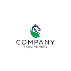 modern horse head and leaf design logo