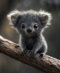 Obraz premium fictional_small_animal_looks_like_a_koalla . 4K. Generative AI