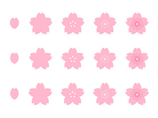 シンプルな桜の花のイラスト素材セット © ふわぷか