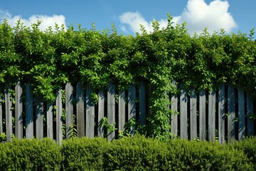 Fototapeta premium Nature's Edge: An Idyllic Garden Wall and Lush Greenery