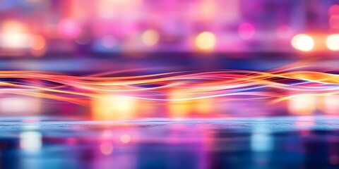 A colorful, abstract background featuring flowing lines of light against a blurred, vibrant backdrop. Concept Abstract Art Design, Flowing Light Lines, Vibrant Blurred Background, Colorful Visuals