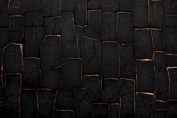 Fototapeta premium Textured Black Cracked Background with Golden Highlights Design