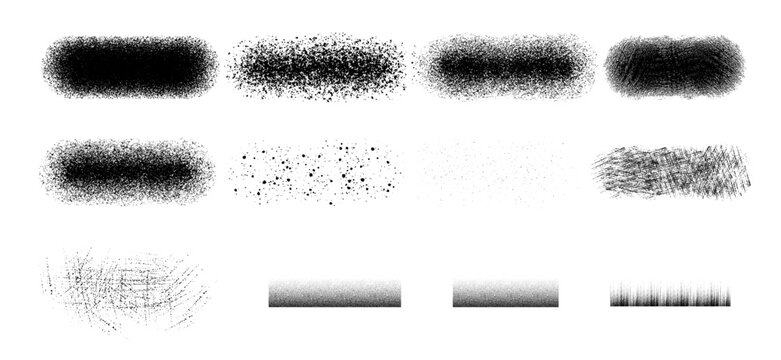 set of black and white strokes brush spray vector svg