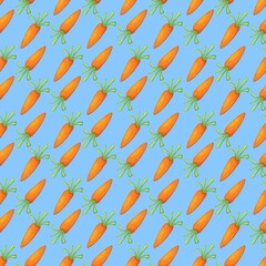 Obraz premium Seamless pattern with carrots on blue background 