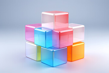 Obraz premium Incredible Colorful glass cubes arranged in a geometric pattern, creating a modern