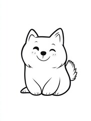 Fototapeta premium Smiling Shiba Inu: This adorable Shiba Inu puppy is perfect for coloring pages, stickers, and other creative projects. Coloring page
