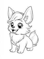 Cute Cartoon Puppy: This adorable cartoon puppy with big, expressive eyes and a playful grin is ready to brighten your day. Perfect for coloring pages, children's books, and more. 