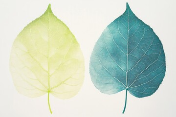 Teal & White Leaves