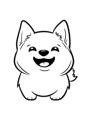 Fototapeta premium Happy Shiba Inu Puppy: Line art illustration of an adorable Shiba Inu puppy with a joyful expression. Perfect for coloring pages, children's books, and pet-themed projects. 