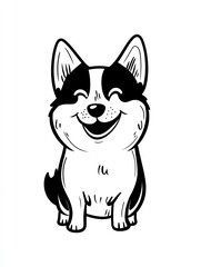 Obraz premium Happy Corgi Cartoon Illustration 
