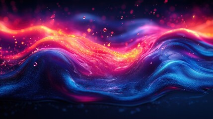 Fototapeta premium Vibrant Abstract Design with Colorful Paint Splashes and Flowing Waves