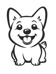 A simple and adorable cartoon illustration of a corgi, perfect for kids' clothing, stickers, or any project needing a cheerful dog image. 