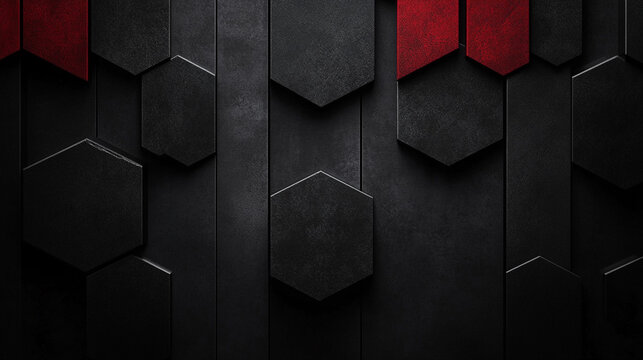 Background surface of hexagons, symmetrical tiles, texture black, Abstract Metallic Interlocking Hexagon Background.