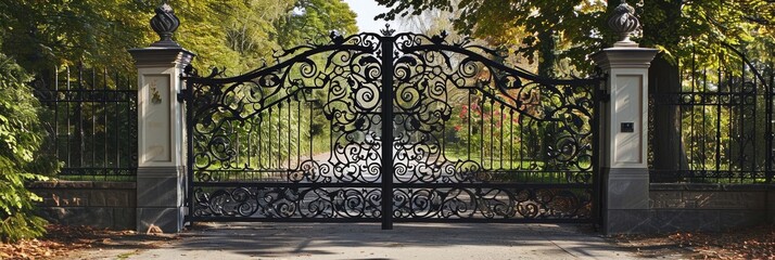 Ornate Iron Gate Design for Home Security and Garden Entrance