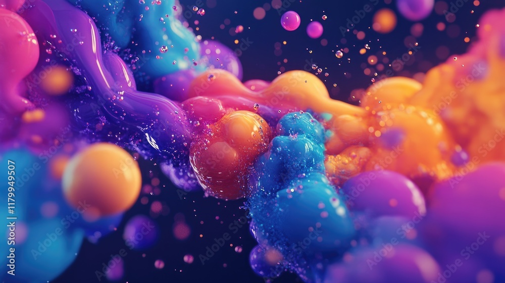 Poster an abstract background with a burst of colors and dynamic shapes, capturing a vibrant and energetic 