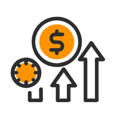 Financial Growth Money Bag Icon in Vector Format