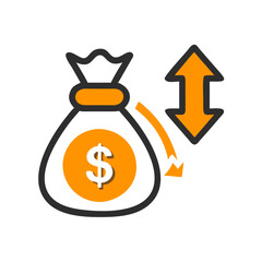 Financial Growth Money Bag Icon in Vector Format