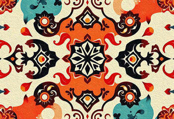 Fototapeta premium Oriental pattern. Oil painting. Pattern for printing on wall decorations, covers, leaflets, business cards