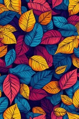 Vibrant autumn leaves in rich colors creating a stunning natural pattern