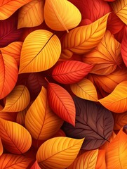 Colorful autumn leaves scattered on the ground in vibrant shades