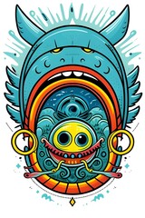 Obraz premium A colorful cartoon illustration of a science fiction fantasy character monster. alien, creature, extraterrestrial, futuristic, surreal, whimsical, digital art, illustration, fantasy world, otherworld