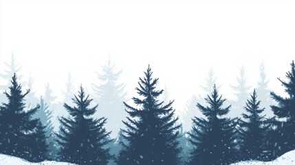 Fototapeta premium snow fir forest bacgkround with copy space