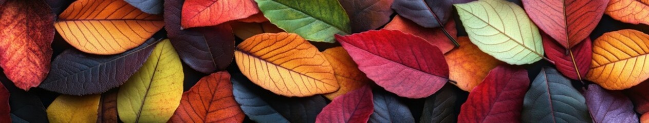 Colorful autumn leaves arranged beautifully in a natural pattern