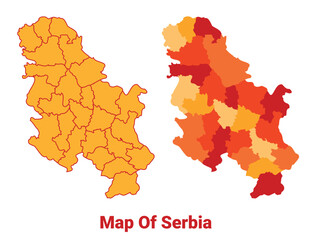 Obraz premium Serbia Map Yellow regions orange political map vector