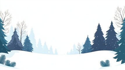 Fototapeta premium snow fir forest bacgkround with copy space