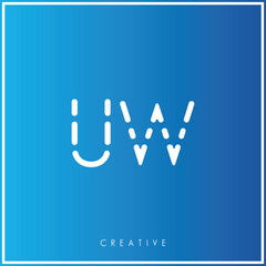 UW Premium Vector latter logo design. Creative Logo. Vector Illustration logo. letters Logo. Creative Logo. Minimal feminine monogram and logo. Elegant leaves. Modern design.