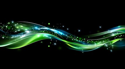 Abstract Green Blue Wave Light Sparkles Design