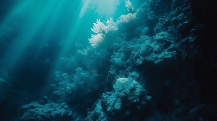 Fototapeta premium Seabed. Background with corals and fish.