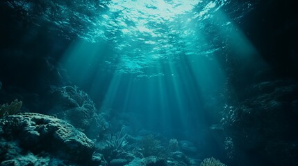 Seabed. Background with corals and fish.