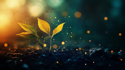 Biotechnology innovation investment in nature growth of new plants vibrant environment close-up view