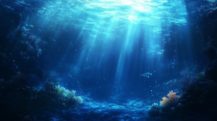 Fototapeta premium Seabed. Background with corals and fish.