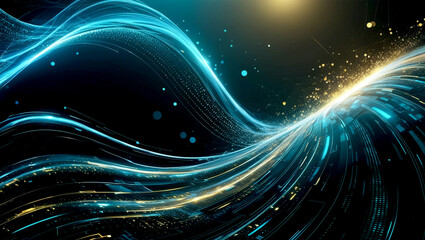 Obraz premium the energy of fractal realms background. The energy of fractal realms Abstract Waving Particle Technology Background.