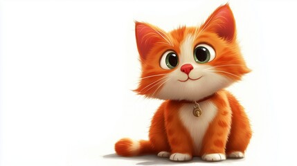 Obraz premium Red funny cartoon cat on a white background.