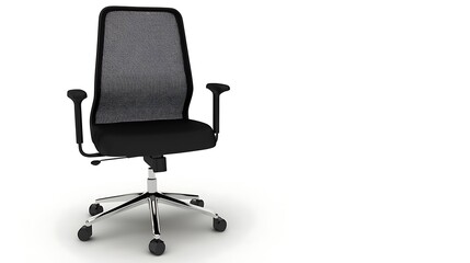Fototapeta premium A black office chair with mesh fabric on the seat