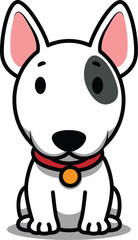 Cute bull terrier dog sitting cartoon, vector illustration