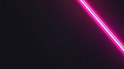 Fototapeta premium Bright Pink Neon Light Diagonal Against Dark Background