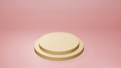 3D Double Layer Cylinder Pedestal for Product Stand with Pink Backdrop