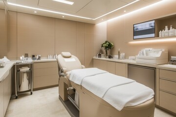 a beauty room with a sink and a mirror