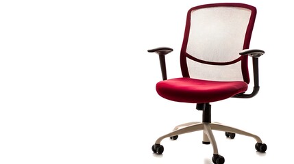 Obraz premium A red office chair with a white back and black wheels