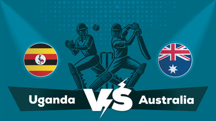 Fototapeta premium Uganda VS Australia Match , Australia Vs Uganda cricket match , Cricket match concept with creative illustration.eps