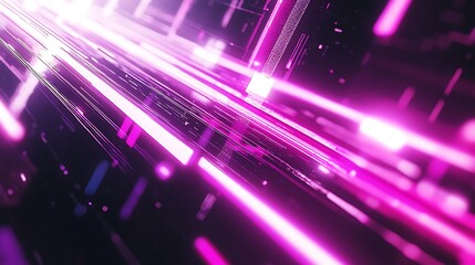 Obraz premium Abstract Purple Neon Light Streaks Digital Art