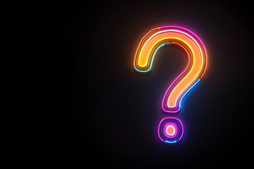 Naklejka premium Neon question mark sign on a black background.