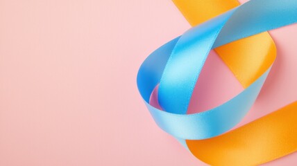 Colorful ribbon arrangement minimalist background decorative art studio setting close-up view creative design inspiration