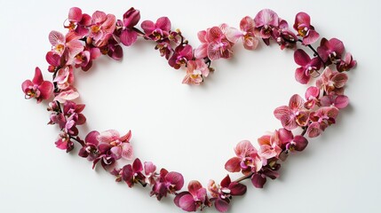 Obraz premium Heart shape made of Orchid flowers. Valentine's day. Love fashion