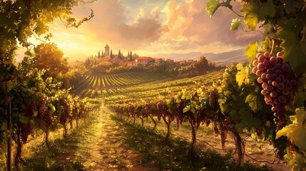 Grape plantations. Vines.