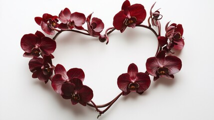 Obraz premium Heart shape made of Orchid flowers. Valentine's day. Love fashion